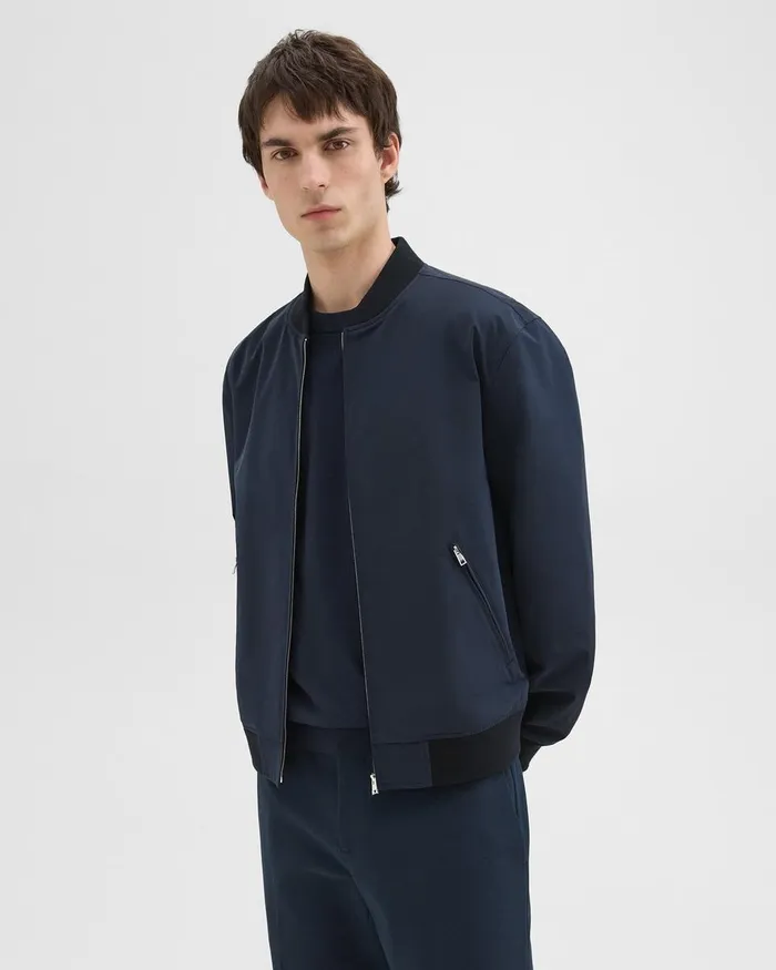 Men Outerwear Theory Tailored Bomber Jacket In Foundation Twill Baltic