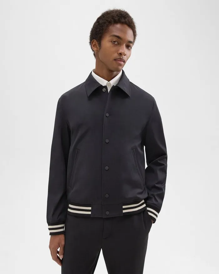 Men Outerwear Theory Varsity Jacket In Neoteric Black