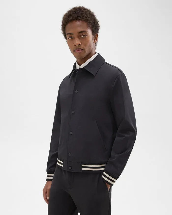 Men Outerwear Theory Varsity Jacket In Neoteric Black