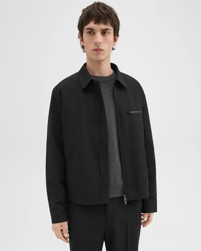 Men Outerwear Theory Workwear Jacket In WoolBlend Twill Black
