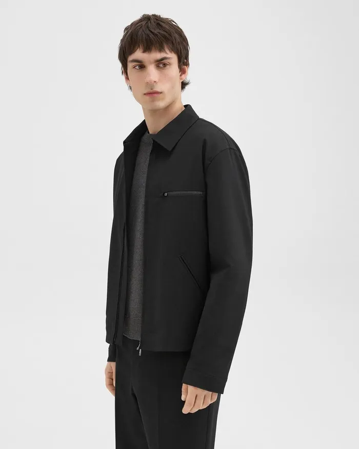 Men Outerwear Theory Workwear Jacket In WoolBlend Twill Black