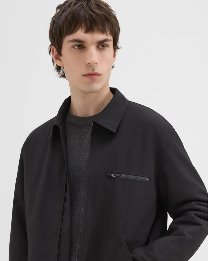 Men Outerwear Theory Workwear Jacket In WoolBlend Twill Black