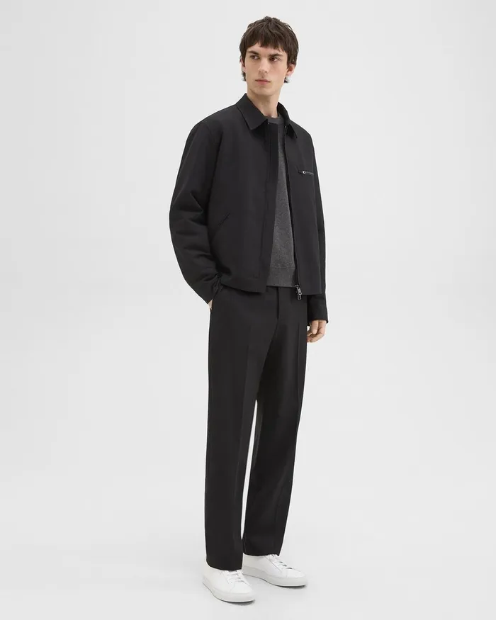 Men Outerwear Theory Workwear Jacket In WoolBlend Twill Black