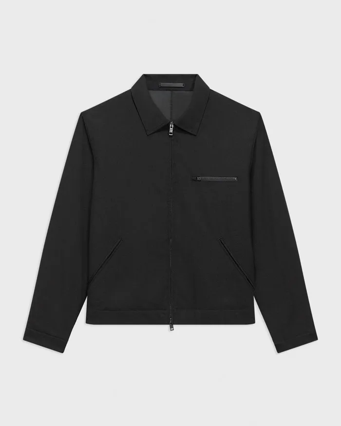 Men Outerwear Theory Workwear Jacket In WoolBlend Twill Black
