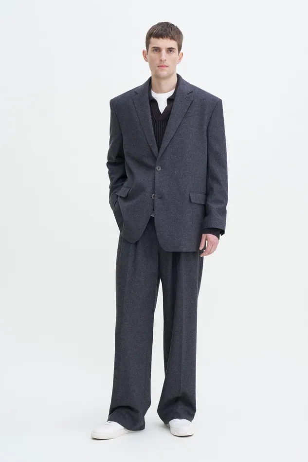 Men Oversized Brushed Wool Blazer Anthracite Melange Filippa K Suit Jackets