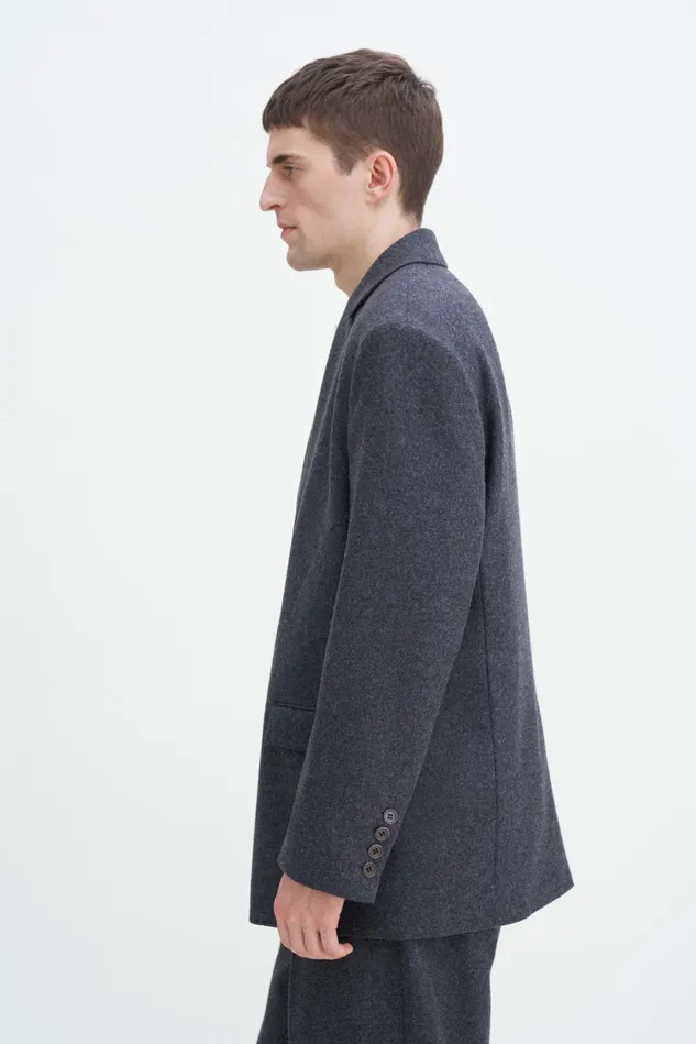 Men Oversized Brushed Wool Blazer Anthracite Melange Filippa K Suit Jackets