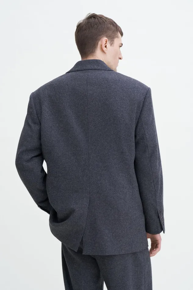 Men Oversized Brushed Wool Blazer Anthracite Melange Filippa K Suit Jackets