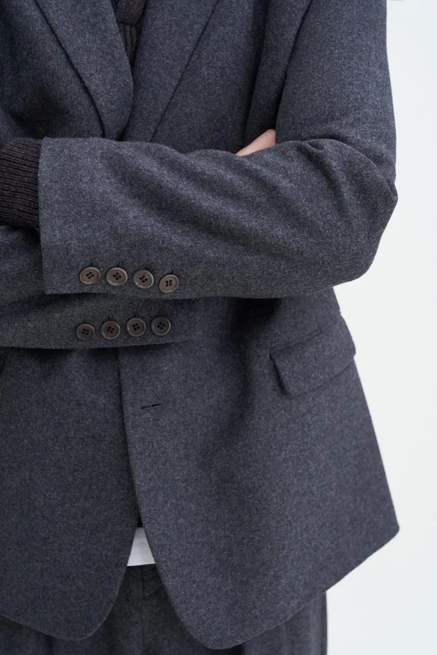Men Oversized Brushed Wool Blazer Anthracite Melange Filippa K Suit Jackets