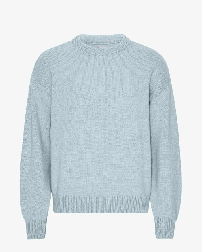 Men Oversized Merino Wool Crew Polar Blue Colorful Standard Knit Sweaters