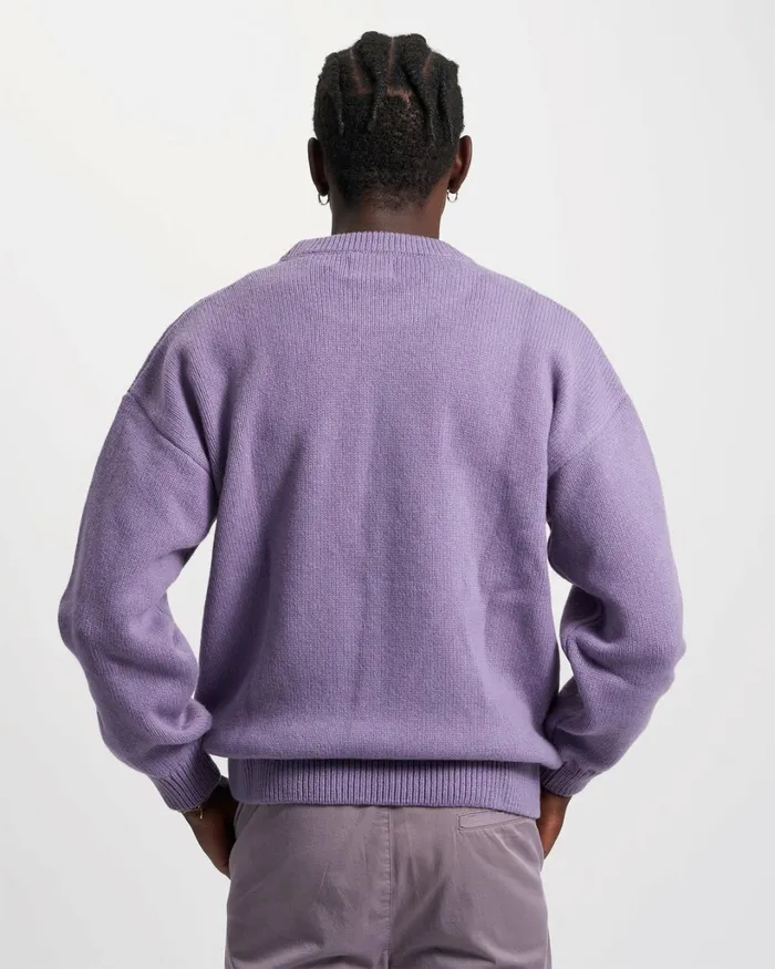Men Oversized Merino Wool Crew Polar Blue Colorful Standard Knit Sweaters