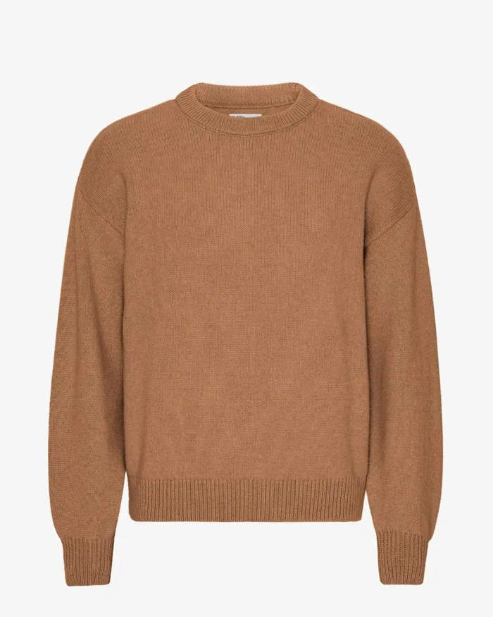 Men Oversized Merino Wool Crew Sahara Camel Colorful Standard Knit Sweaters