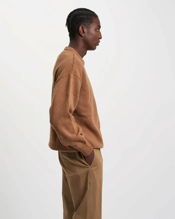 Men Oversized Merino Wool Crew Sahara Camel Colorful Standard Knit Sweaters