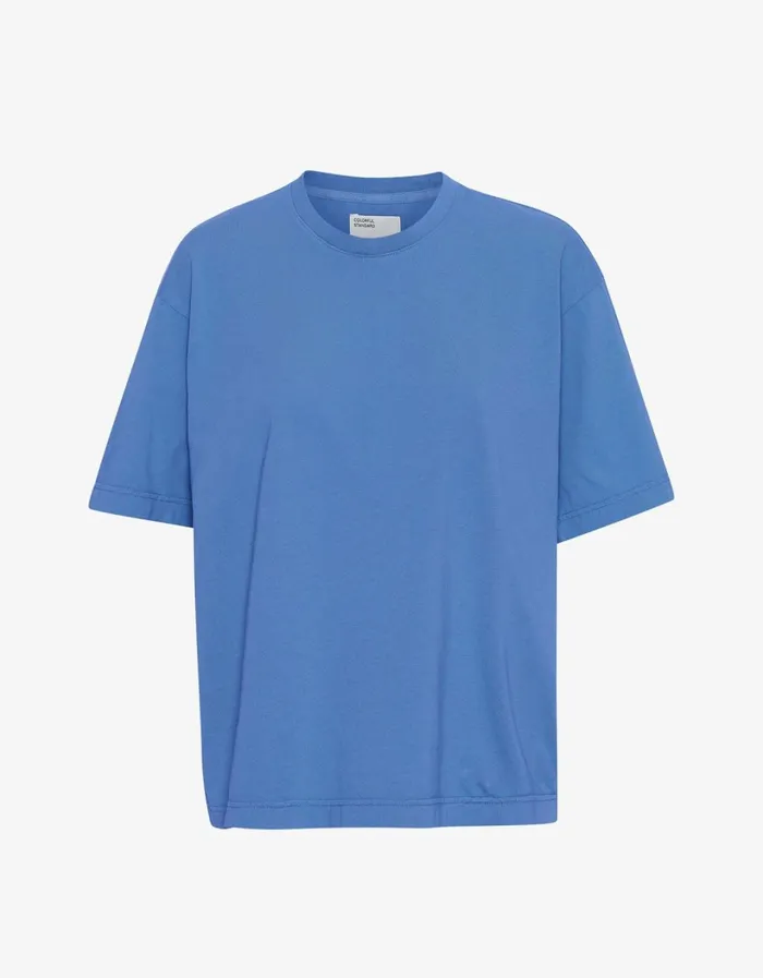 Men Oversized Organic TShirt Pacific Blue Colorful Standard TShirts
