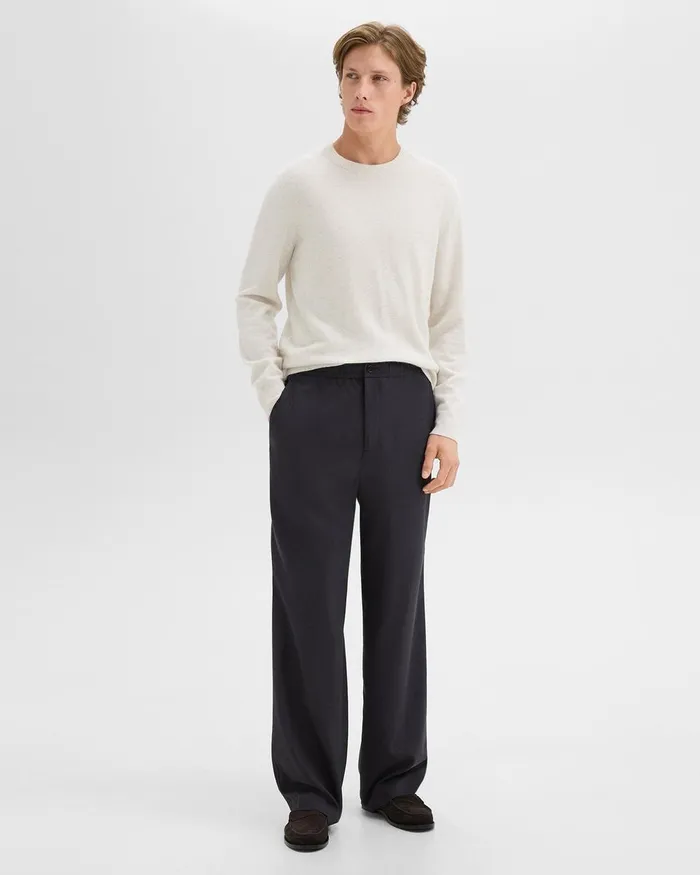 Men Pants Theory WideLeg Drawstring Pant In Stretch Flannel Dark Navy