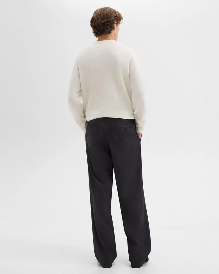 Men Pants Theory WideLeg Drawstring Pant In Stretch Flannel Dark Navy