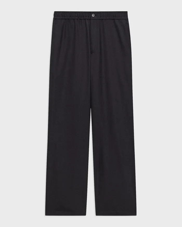 Men Pants Theory WideLeg Drawstring Pant In Stretch Flannel Dark Navy