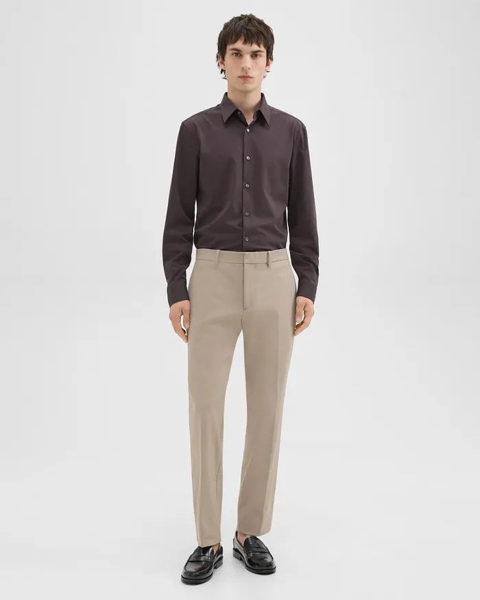 Men Pants Theory Zaine Pant In Stretch Cotton Taupe