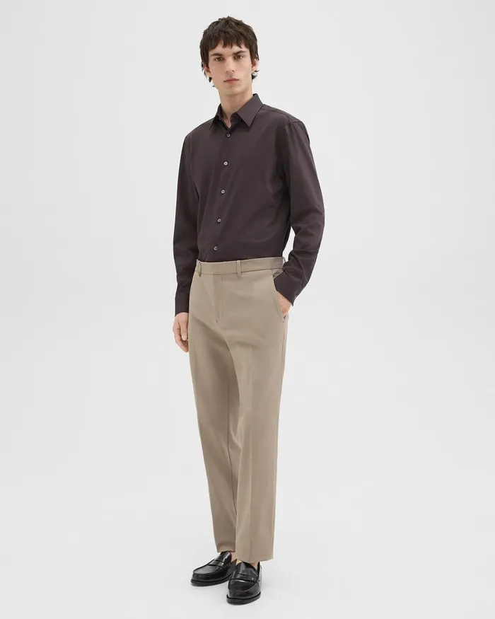 Men Pants Theory Zaine Pant In Stretch Cotton Taupe