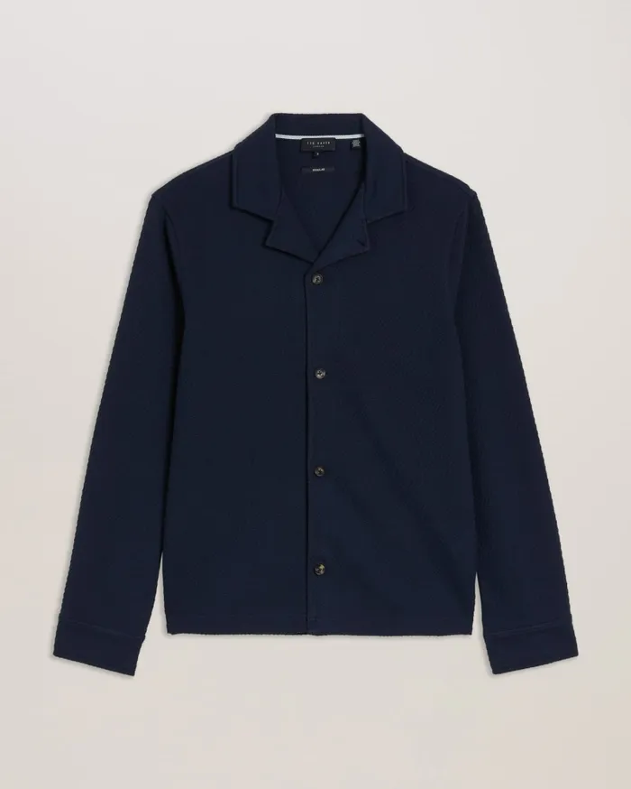 Men PENDUL 8211 Long Sleeve Textured Jersey Shirt Navy Ted Baker Tops
