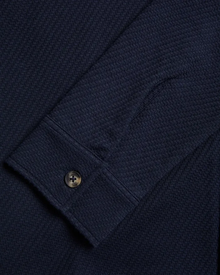 Men PENDUL 8211 Long Sleeve Textured Jersey Shirt Navy Ted Baker Tops