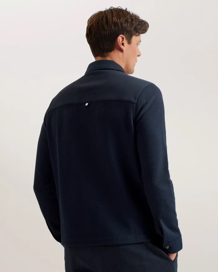 Men PENDUL 8211 Long Sleeve Textured Jersey Shirt Navy Ted Baker Tops