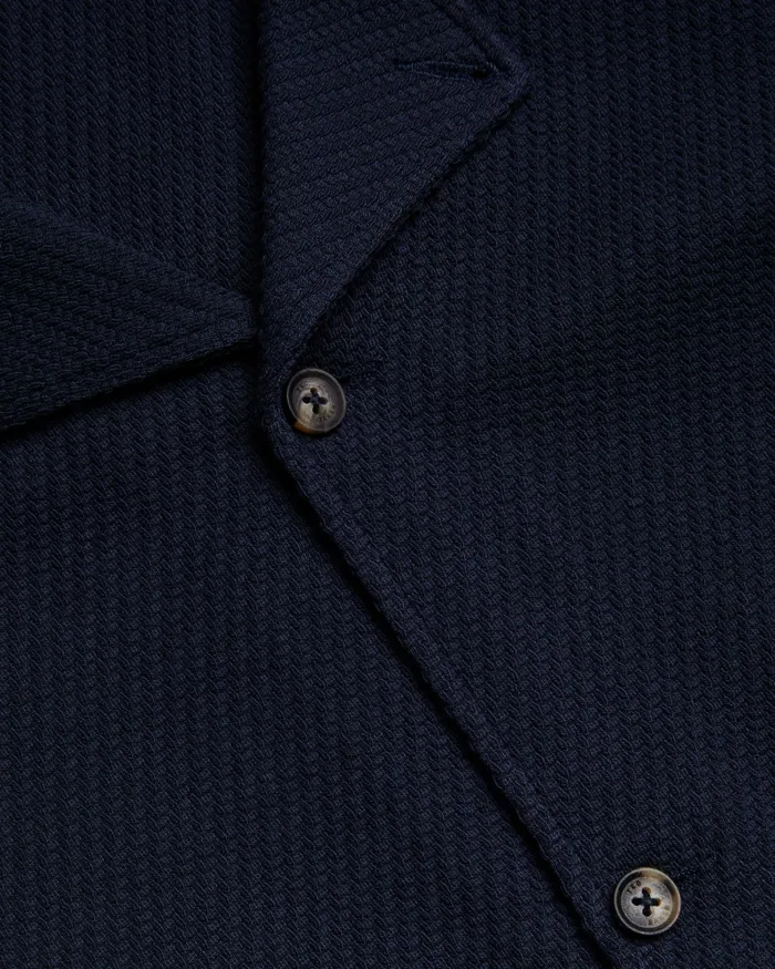 Men PENDUL 8211 Long Sleeve Textured Jersey Shirt Navy Ted Baker Tops
