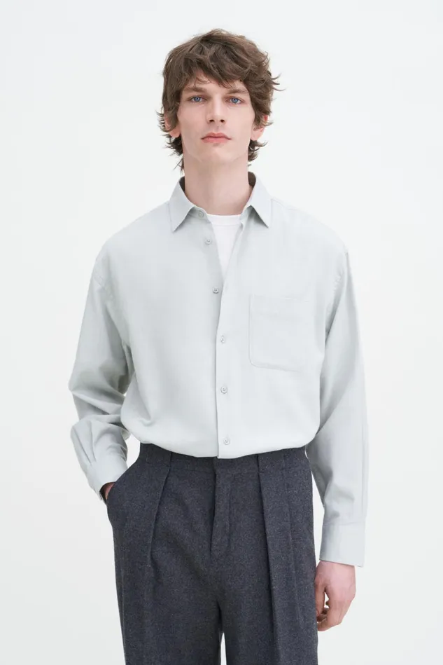 Men Relaxed Cotton Shirt Faded Moss Filippa K Shirts