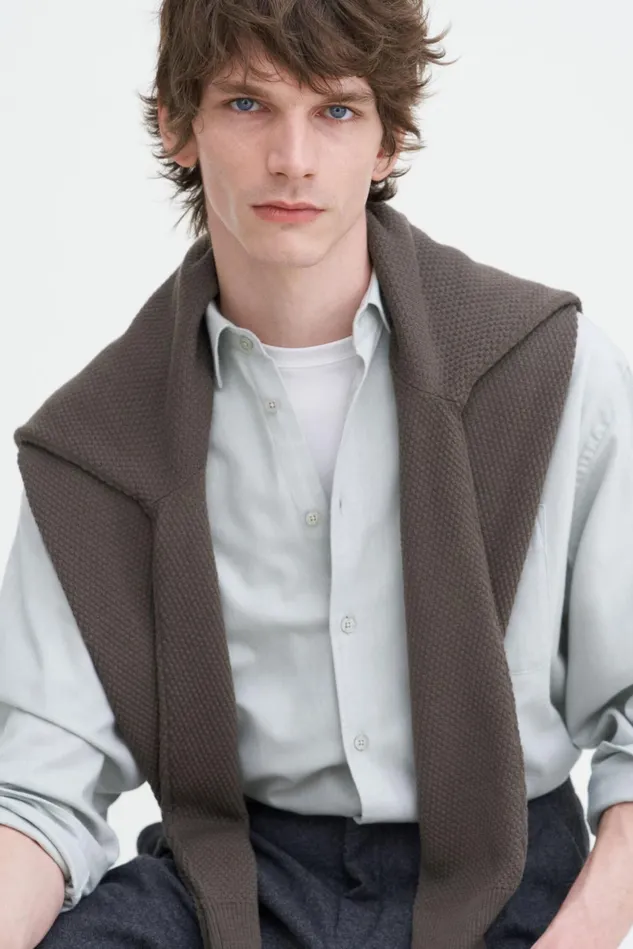 Men Relaxed Cotton Shirt Faded Moss Filippa K Shirts