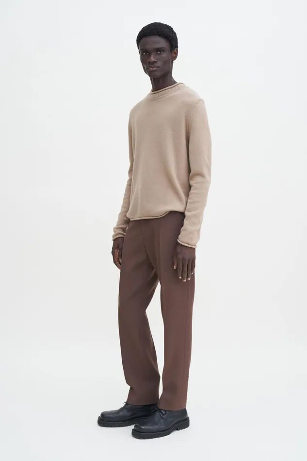 Men Rolled Hem Sweater Dark Beige Filippa K Knitwear