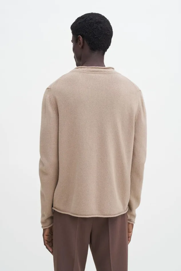 Men Rolled Hem Sweater Dark Beige Filippa K Knitwear