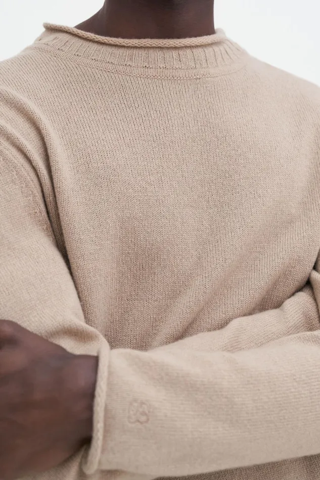 Men Rolled Hem Sweater Dark Beige Filippa K Knitwear