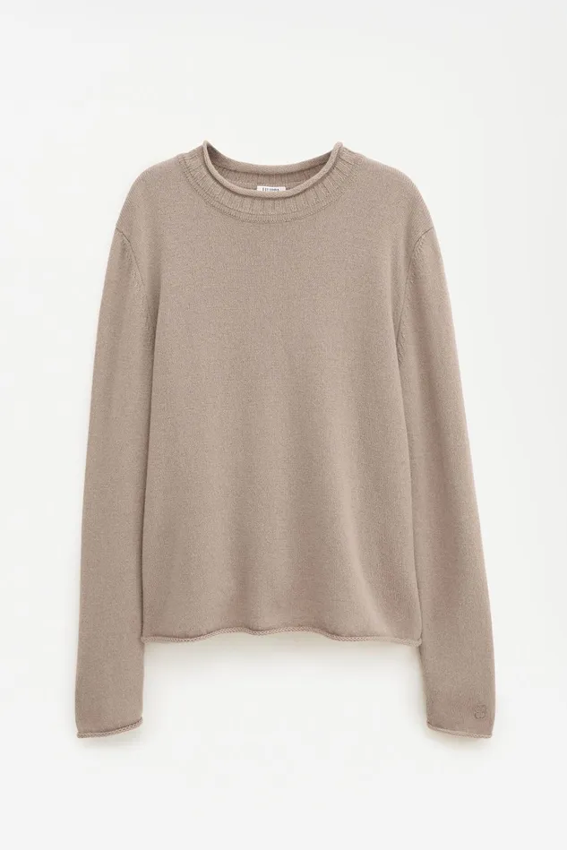 Men Rolled Hem Sweater Dark Beige Filippa K Knitwear