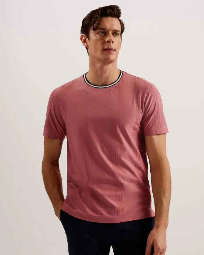 Men ROUSEL 8211 Slim Fit Jacquard Striped TShirt Medium Pink Ted Baker Tops Men ROUSEL 8211 Slim Fit Jacquard Striped TShirt Medium Pink Ted Baker Tops