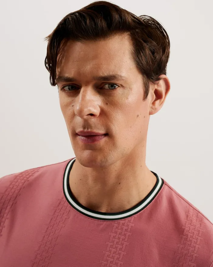 Men ROUSEL 8211 Slim Fit Jacquard Striped TShirt Medium Pink Ted Baker Tops Men ROUSEL 8211 Slim Fit Jacquard Striped TShirt Medium Pink Ted Baker Tops