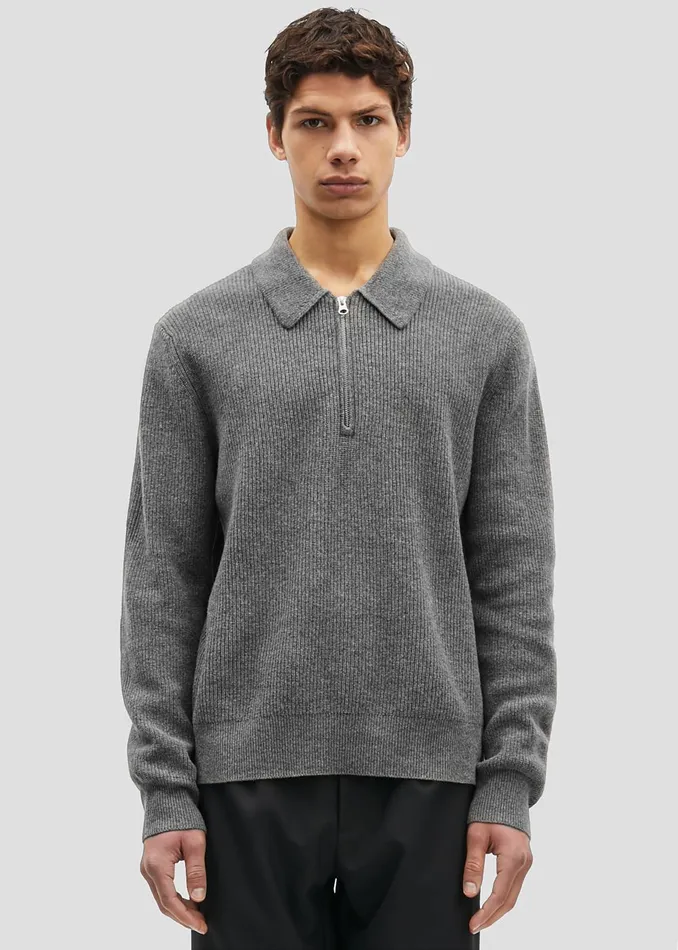 Men Samse Samse Saisaks Hz Polo 8211 Dark Grey Melange The Frankie Shop Knitwear