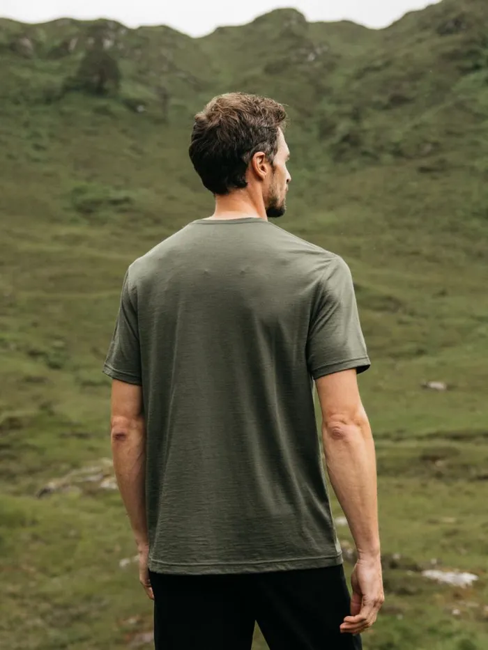 Men Seeker Merino TShirt Olive Finisterre Base Layers and Underwear