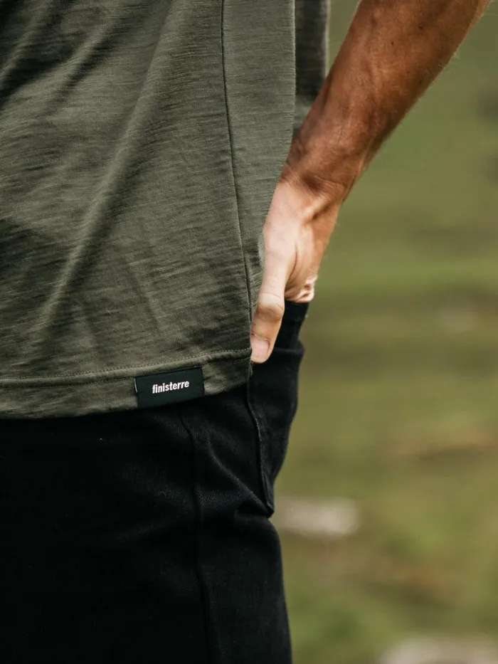 Men Seeker Merino TShirt Olive Finisterre Base Layers and Underwear
