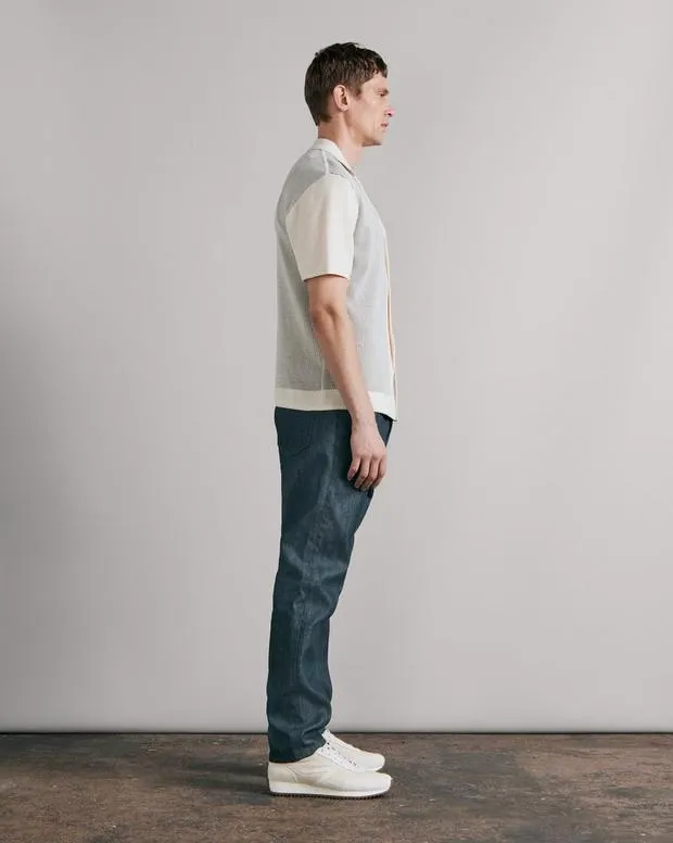 Men Shirts Rag and Bone Harvey Knit Camp Shirt Ivory Black