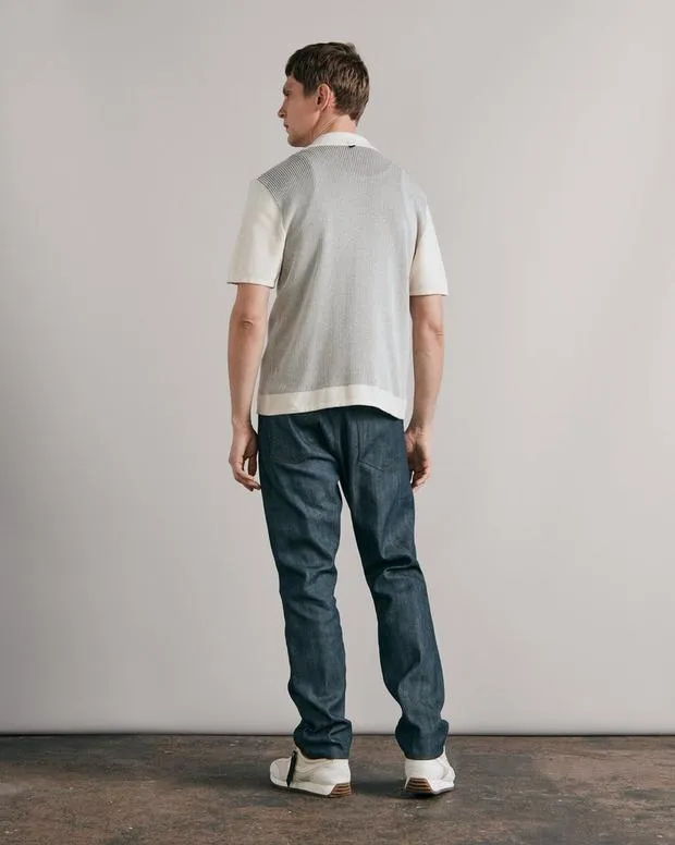 Men Shirts Rag and Bone Harvey Knit Camp Shirt Ivory Black