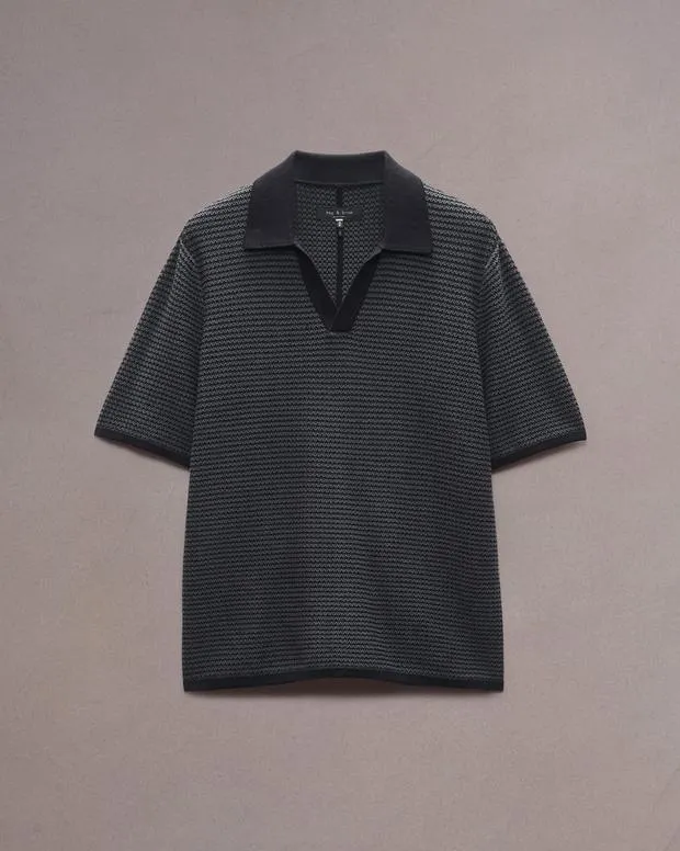 Men Shirts Rag and Bone Hayes Johnny Collar Polo Shark Blue