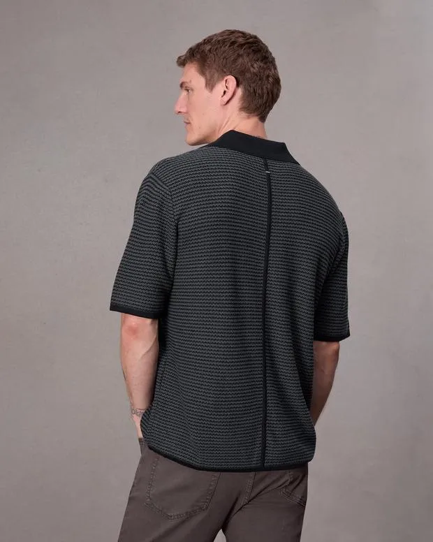Men Shirts Rag and Bone Hayes Johnny Collar Polo Shark Blue