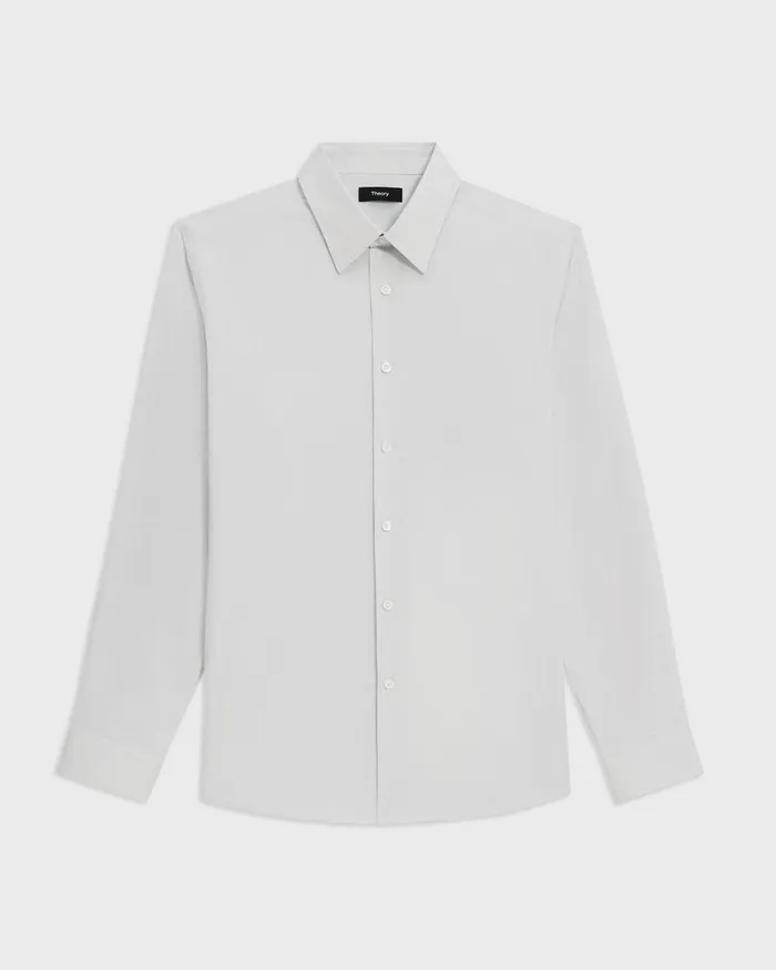 Men Shirts Theory StandardFit Shirt In Checked Stretch Cotton Whitevapor