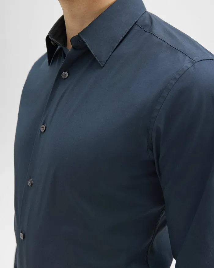 Men Shirts Theory Sylvain Shirt In Good Cotton Deep Sea Blue