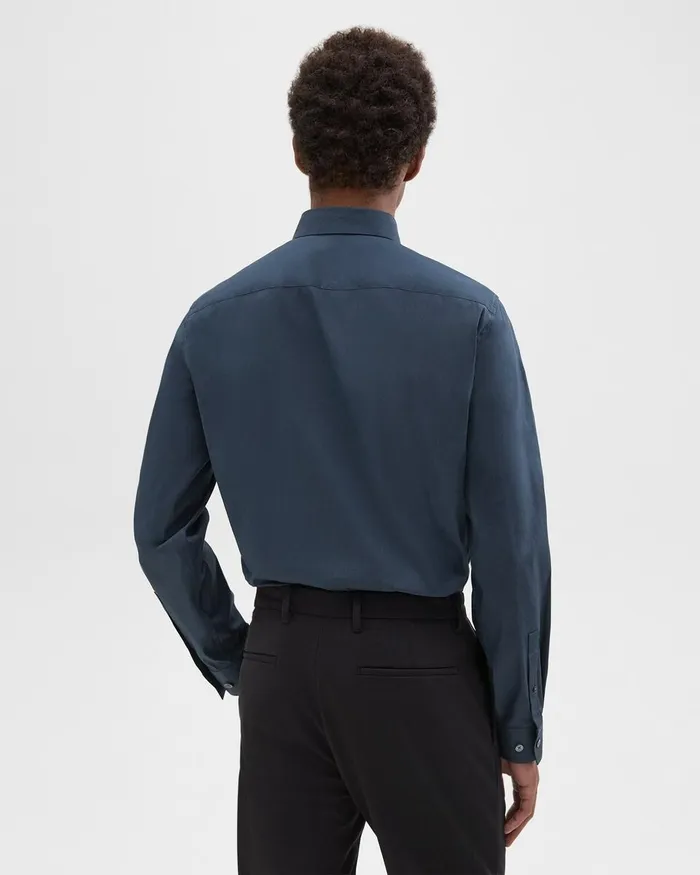 Men Shirts Theory Sylvain Shirt In Structure Knit Deep Sea Blue