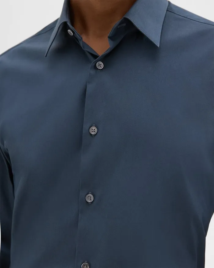 Men Shirts Theory Sylvain Shirt In Structure Knit Deep Sea Blue