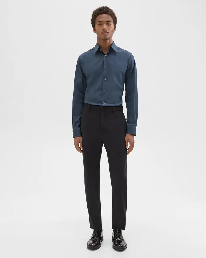 Men Shirts Theory Sylvain Shirt In Structure Knit Deep Sea Blue