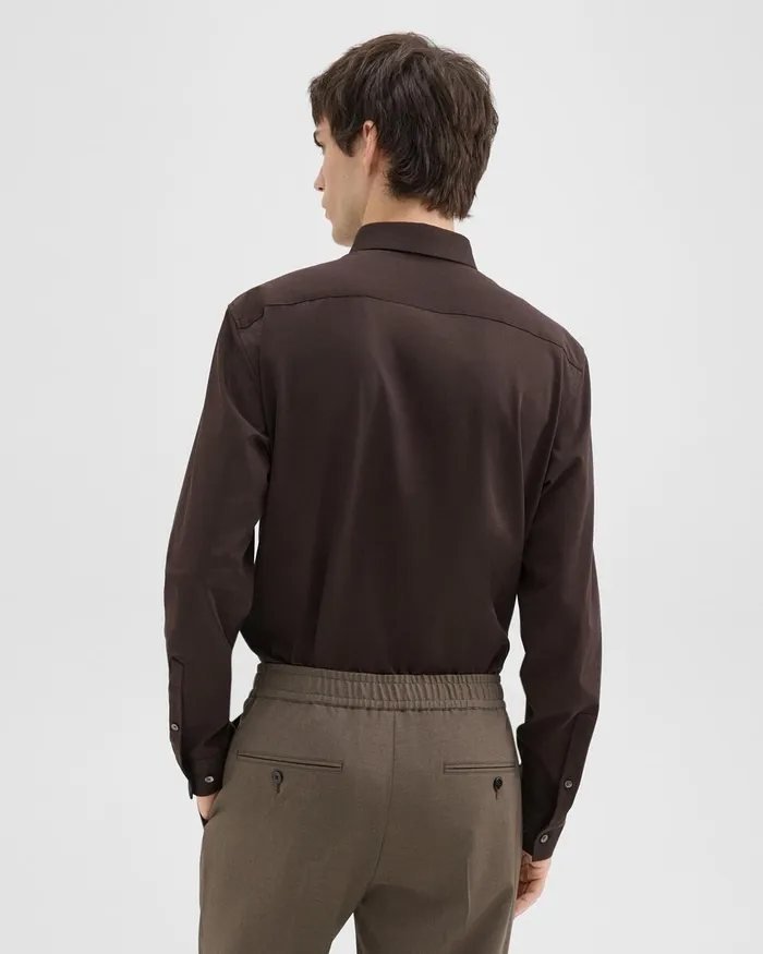 Men Shirts Theory Sylvain Shirt In Structure Knit Hickory