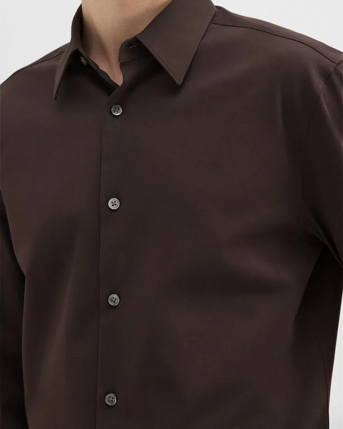 Men Shirts Theory Sylvain Shirt In Structure Knit Hickory