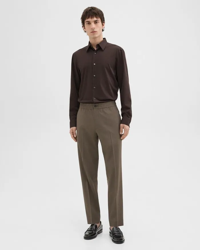 Men Shirts Theory Sylvain Shirt In Structure Knit Hickory