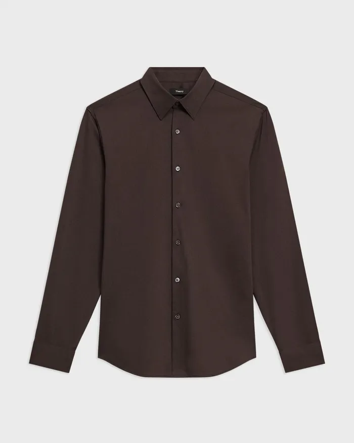 Men Shirts Theory Sylvain Shirt In Structure Knit Hickory